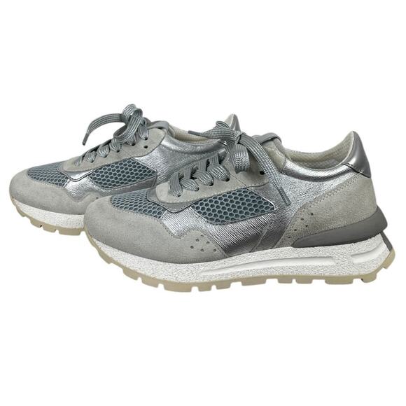 M. Gemi The Storia Sneaker Gray & Silver Size 6 Mixed Media Sporty Casual - Picture 8 of 13